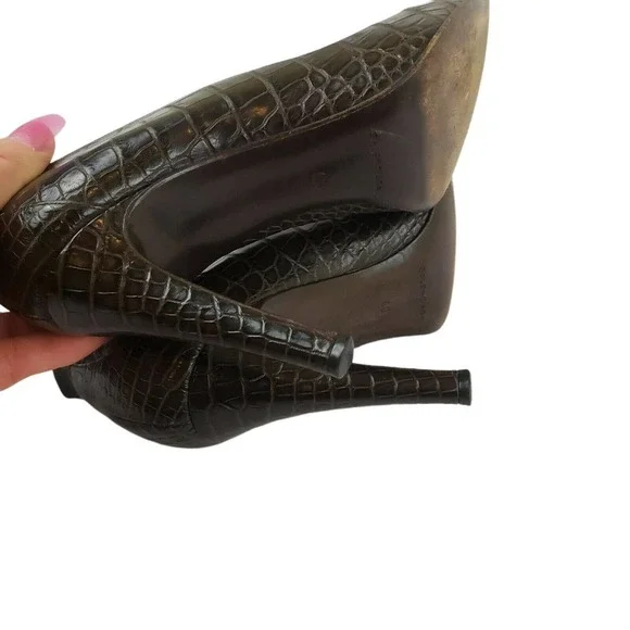 Balenciaga Brown Alligator/Leather Woman's 4" Heel Size 40 = US 10 - Picture 5 of 12
